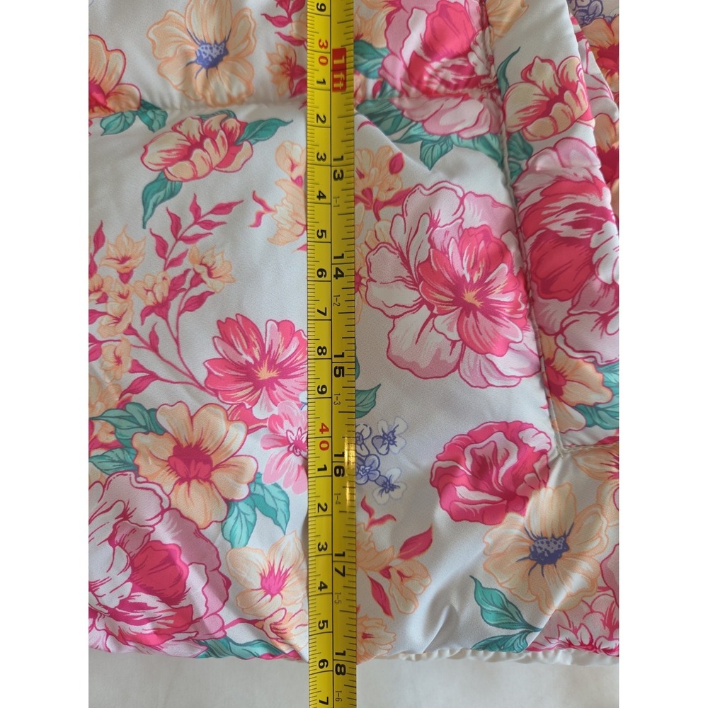 Simply Southern Puffer Vest Pink Floral Preppy Crop Womens Size Large - Picture 10 of 11